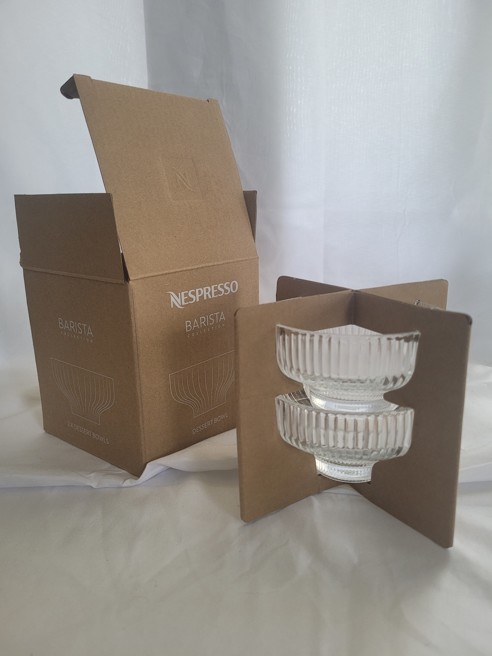 Nespresso Barista Glass Dessert Bowls - Clear Ribbed (2Total)
